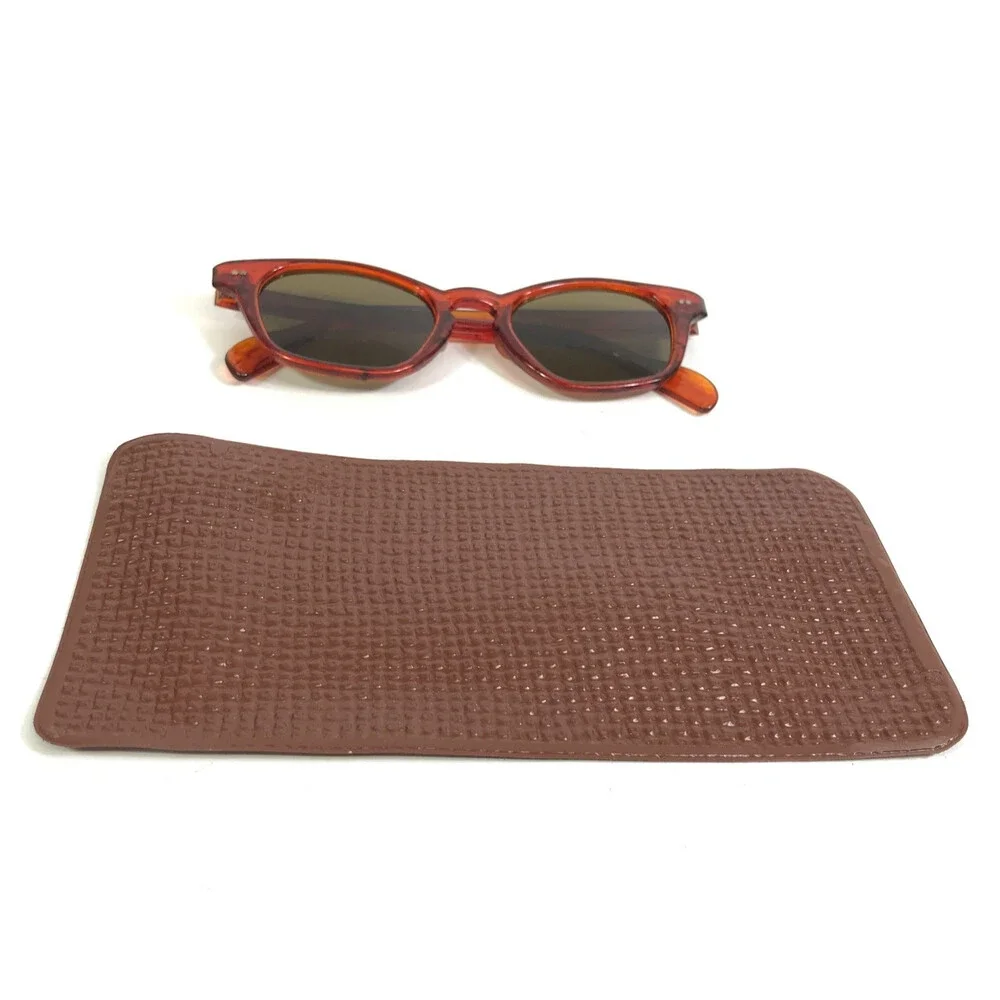Vintage Sunglasses Clear Reddish Brown Frames with Brown Glass Lenses 45-20-128